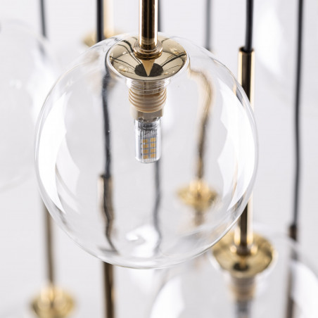 Lampa Wisząca Nilos 17 Kul | Szkło Przezroczyste/Złote/Czarny | TK Lighting