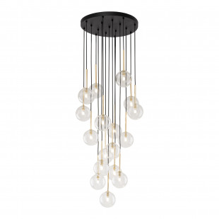 Lampa Wisząca Nilos 17 Kul | Szkło Przezroczyste/Złote/Czarny | TK Lighting