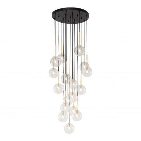 Lampa Wisząca Nilos 17 Kul | Szkło Przezroczyste/Złote/Czarny | TK Lighting