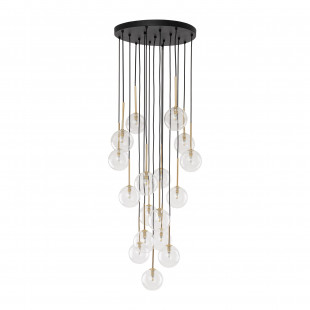 Lampa Wisząca Nilos 17 Kul | Szkło Przezroczyste/Złote/Czarny | TK Lighting