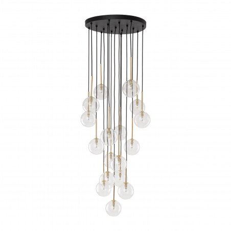 Lampa Wisząca Nilos 17 Kul | Szkło Przezroczyste/Złote/Czarny | TK Lighting