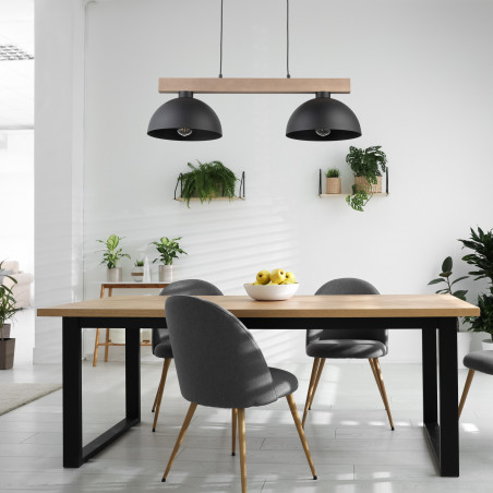 Lampa wisząca loft Oslo | 2 punkty, czarny/sosna | TK Lighting