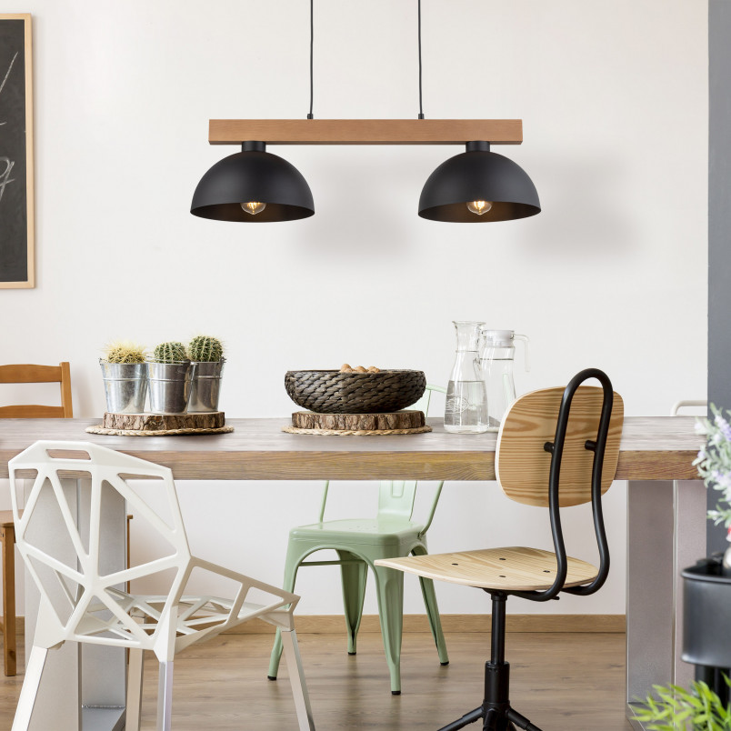 Lampa wisząca loft Oslo | 2 punkty, czarny/sosna | TK Lighting
