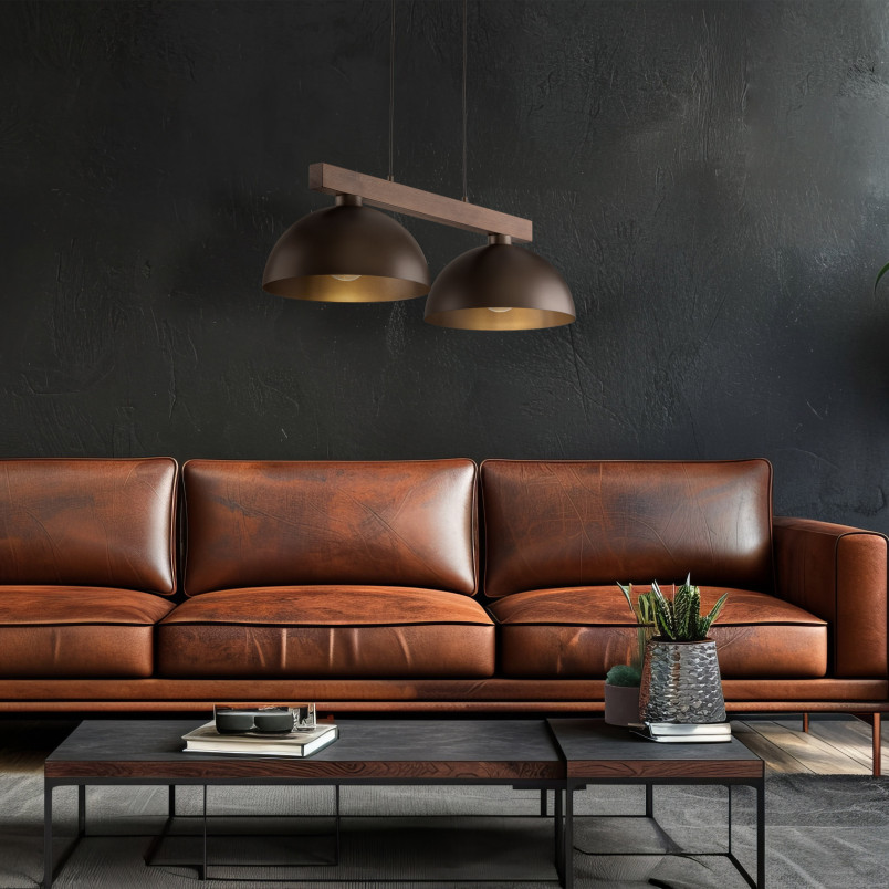 Lampa Wisząca Loft Oslo | TK Lighting - Brązowa, 2 punkty