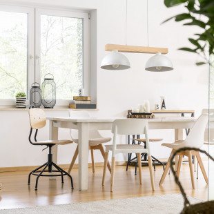 Lampa wisząca Oslo | Skandynawska, biała z drewnem | TK Lighting