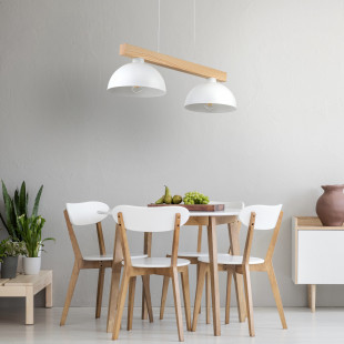 Lampa wisząca Oslo | Skandynawska, biała z drewnem | TK Lighting