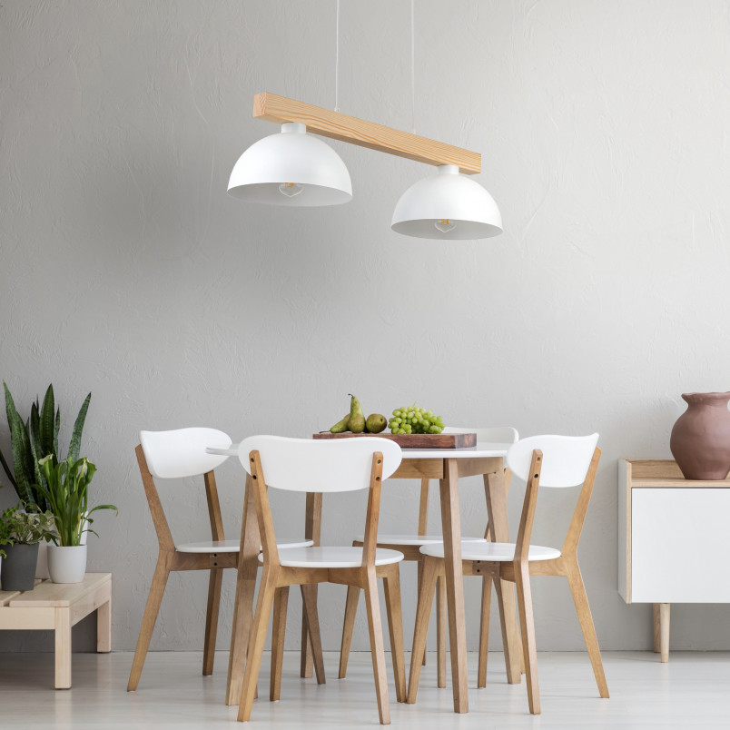 Lampa wisząca Oslo | Skandynawska, biała z drewnem | TK Lighting
