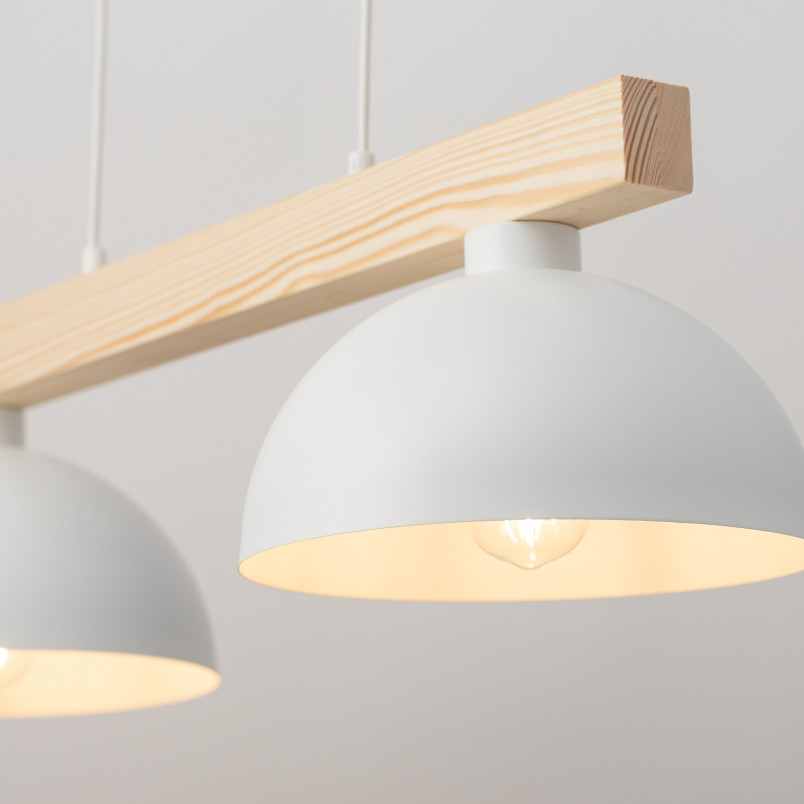 Lampa wisząca Oslo | Skandynawska, biała z drewnem | TK Lighting