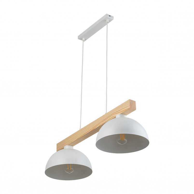 Lampa wisząca Oslo | Skandynawska, biała z drewnem | TK Lighting