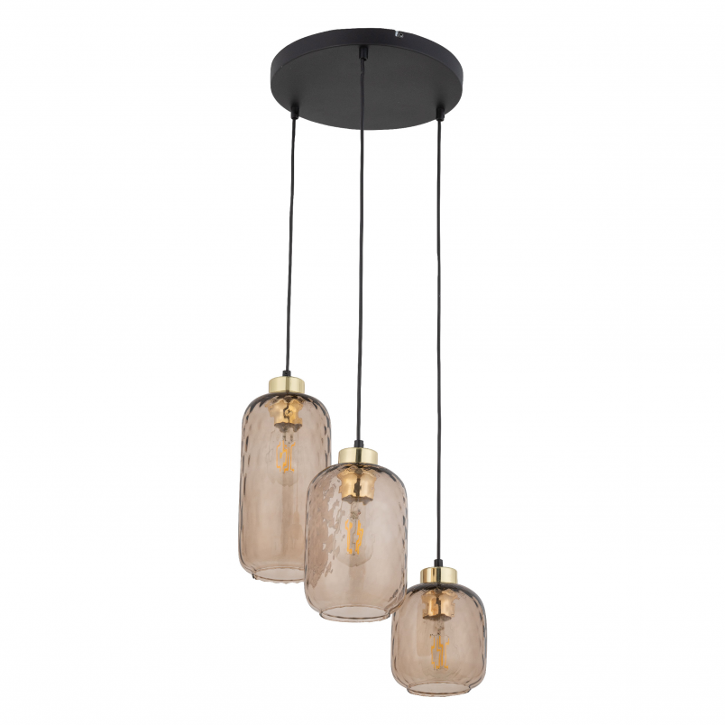 Lampa Wisząca Retro Pescara III | Szkło Bursztynowe TK Lighting