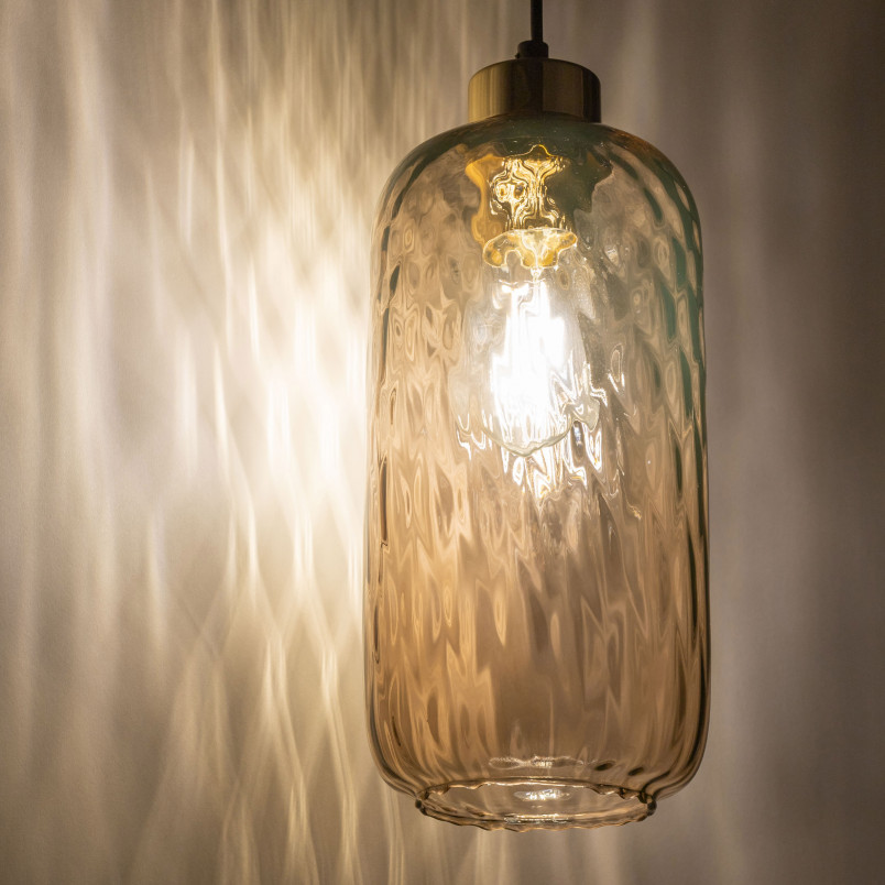 Lampa wisząca retro Pescara | Szklany klosz bursztynowy | TK Lighting