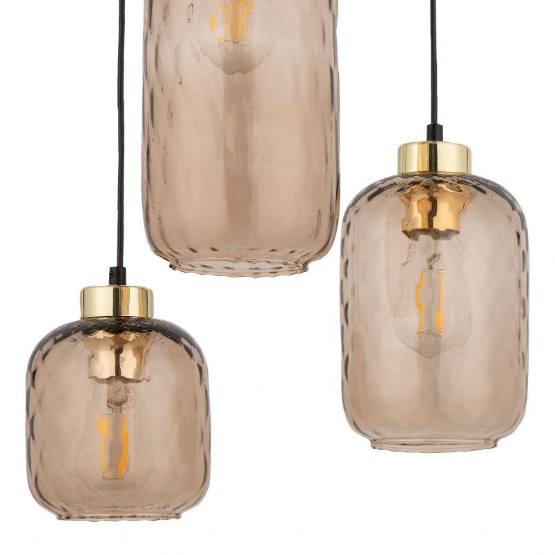 Lampa Wisząca Retro Pescara III | Szkło Bursztynowe TK Lighting