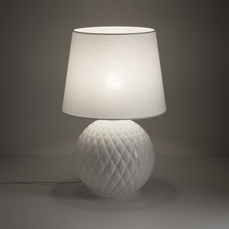 Lampa stołowa szklana Santana biała TK Lighting | Elegancki design