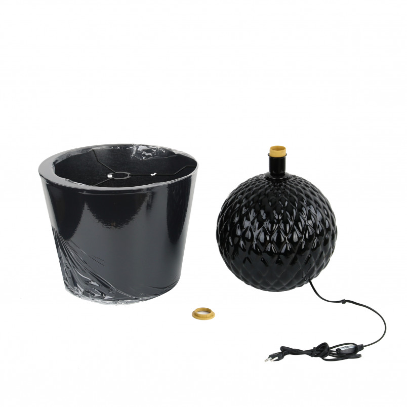 Lampa stołowa czarna szklana Santana TK Lighting | Elegancki design