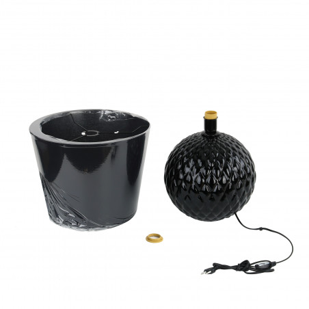 Lampa stołowa czarna szklana Santana TK Lighting | Elegancki design