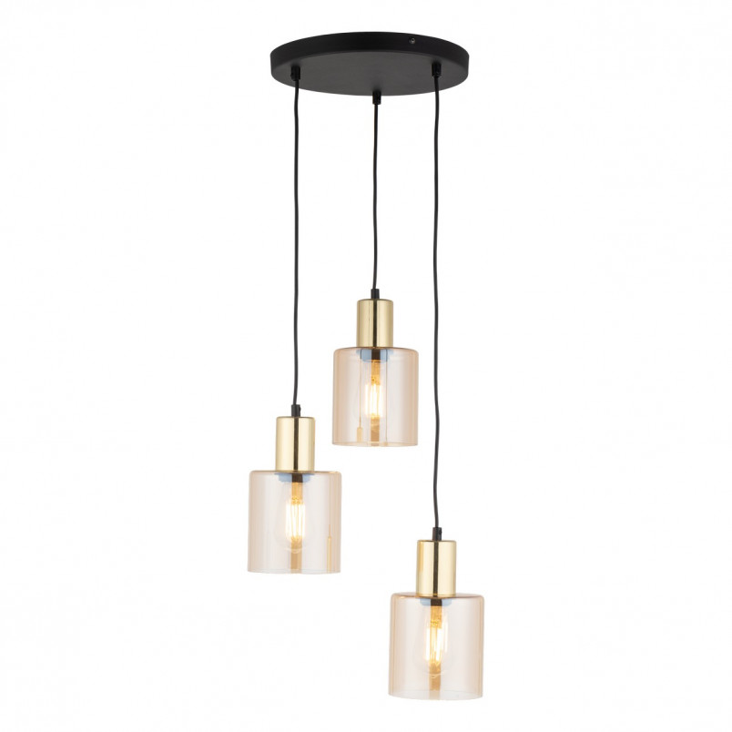 Lampa Wisząca Sierra - 3 Kloszki Szklane Bursztynowe | TK Lighting