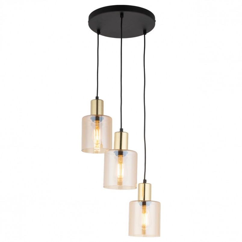 Lampa Wisząca Sierra - 3 Kloszki Szklane Bursztynowe | TK Lighting