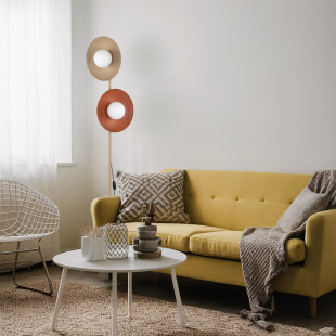 Lampa podłogowa 2 szklane kule Slate 160cm biały / ceglany / beż TK Lighting
