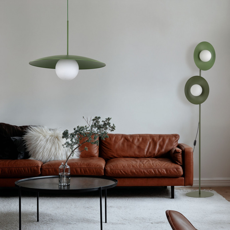 Lampa podłogowa biało-zielona TK Lighting - Szklane kule | Kup teraz!