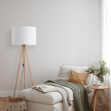 Lampa podłogowa Tokyo | Drewno sosnowe, biały abażur | TK Lighting