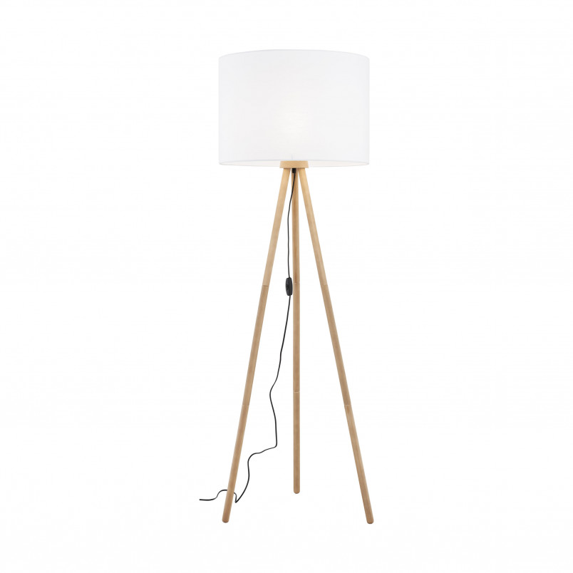 Lampa podłogowa Tokyo | Drewno sosnowe, biały abażur | TK Lighting