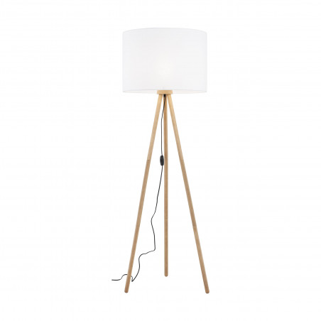 Lampa podłogowa Tokyo | Drewno sosnowe, biały abażur | TK Lighting
