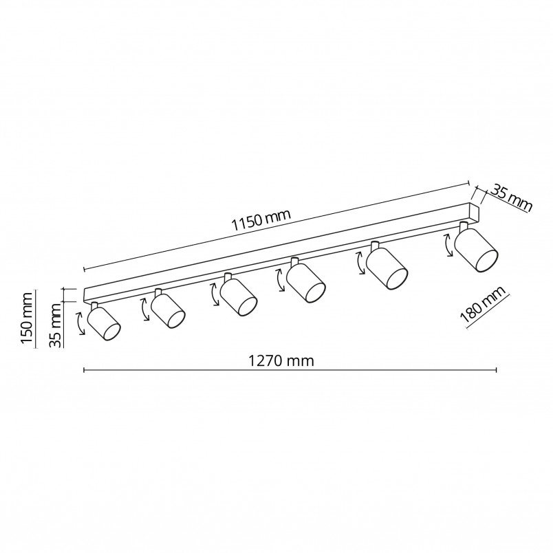 Reflektor sufitowy 6 punktowy TK Lighting | Brązowy