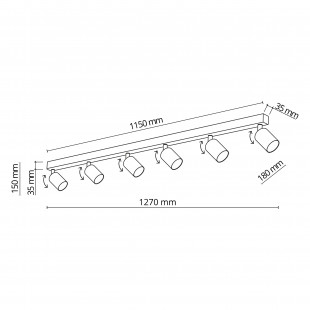 Reflektor sufitowy 6 punktowy Top Gold - TK Lighting | Lampa Złota