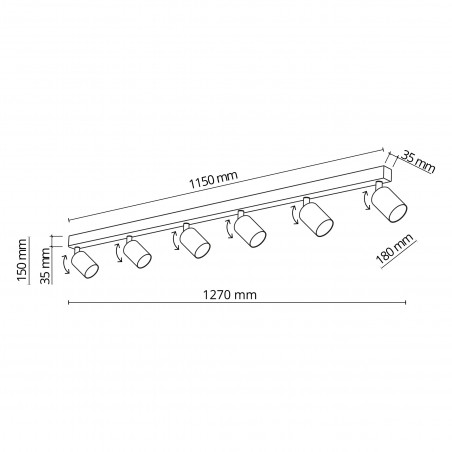 Reflektor sufitowy 6 punktowy Top Gold - TK Lighting | Lampa Złota