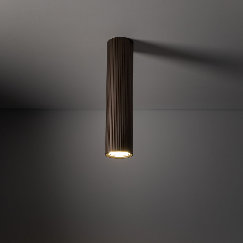 Lampa spot tuba ryflowana Tune - TK Lighting | Brązowa