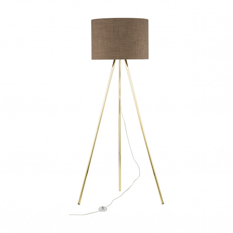 Lampa Umberto 160cm | Złoty Trójnóg, Brązowy Abażur | TK Lighting