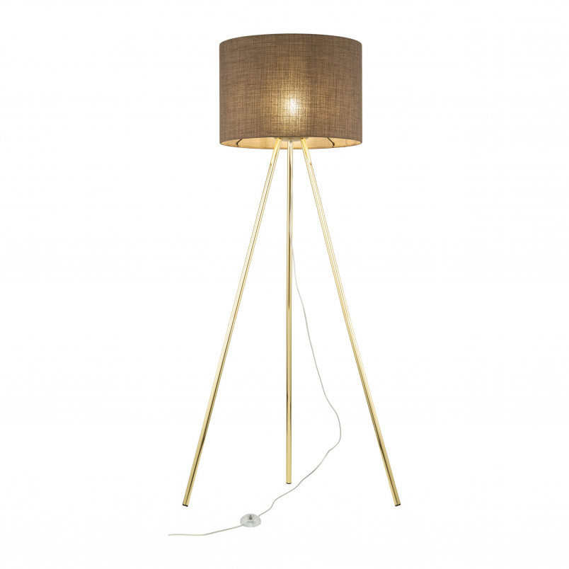 Lampa Umberto 160cm | Złoty Trójnóg, Brązowy Abażur | TK Lighting