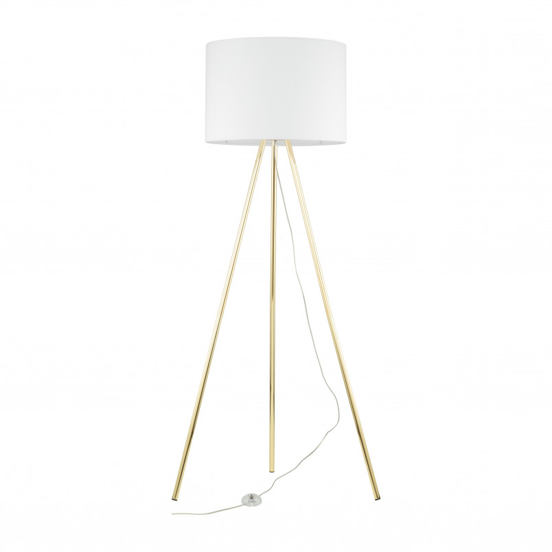Lampa Umberto 160cm - Złoty Trójnóg, Biały Abażur | TK Lighting