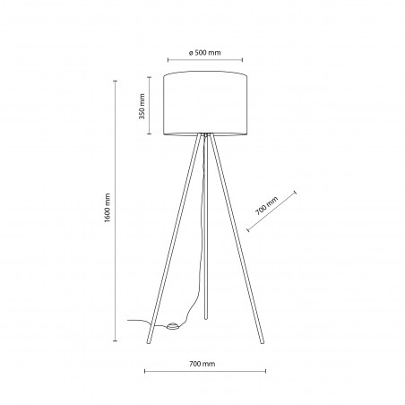 Lampa Umberto 160cm - Złoty Trójnóg, Biały Abażur | TK Lighting