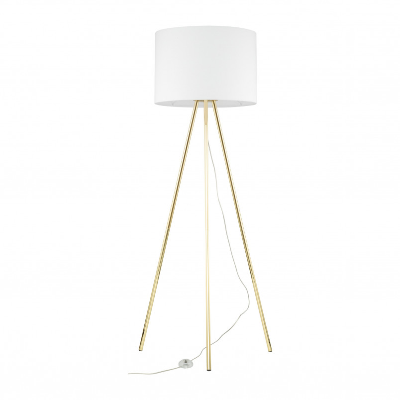 Lampa Umberto 160cm - Złoty Trójnóg, Biały Abażur | TK Lighting
