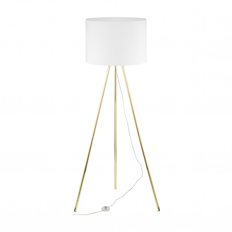 Lampa Umberto 160cm - Złoty Trójnóg, Biały Abażur | TK Lighting