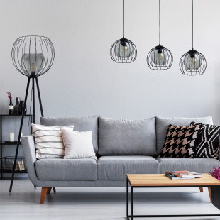 Lampa na trójnogu szklana kula Universo 179cm czarna  TK Lighting