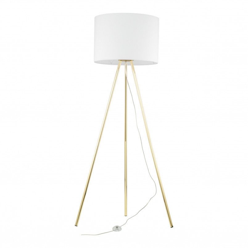 Lampa Umberto 160cm - Złoty Trójnóg, Biały Abażur | TK Lighting