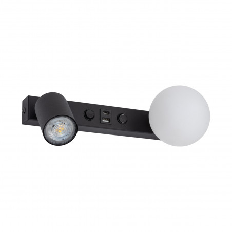 Kinkiet szklany z lampką i USB | TK Lighting - Nowoczesne oświetlenie