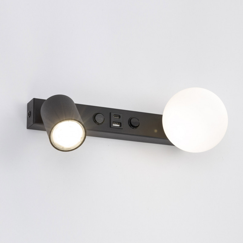 Kinkiet szklany z lampką i USB | TK Lighting - Nowoczesne oświetlenie