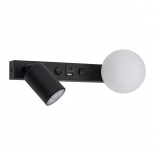 Kinkiet szklany z lampką i USB | TK Lighting - Nowoczesne oświetlenie