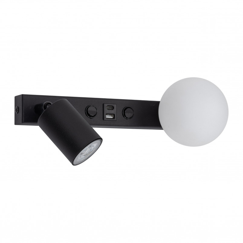 Kinkiet szklany z lampką i USB | TK Lighting - Nowoczesne oświetlenie