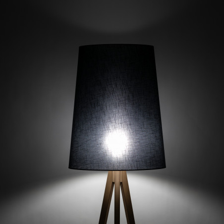 Lampa podłogowa czarna na trójnogu drewnianym | TK Lighting