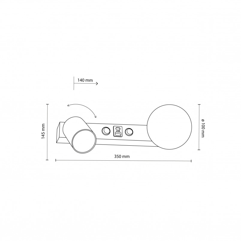 Kinkiet szklany z lampką i USB | TK Lighting - Nowoczesne oświetlenie