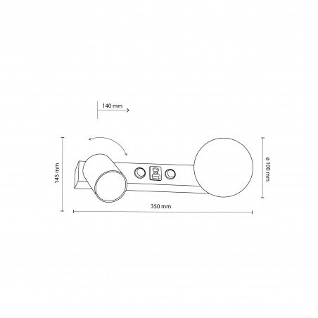 Kinkiet szklany z lampką i USB | TK Lighting - Nowoczesne oświetlenie