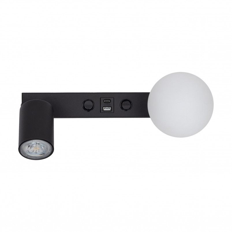 Kinkiet szklany z lampką i USB | TK Lighting - Nowoczesne oświetlenie
