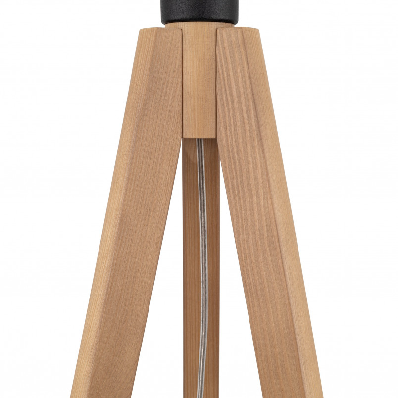 Lampa podłogowa czarna na trójnogu drewnianym | TK Lighting