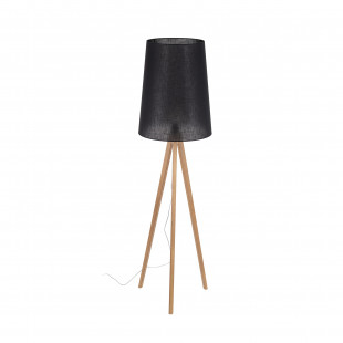 Lampa podłogowa czarna na trójnogu drewnianym | TK Lighting