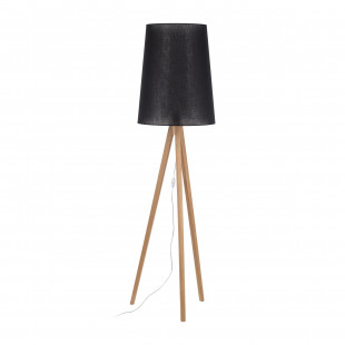 Lampa podłogowa czarna na trójnogu drewnianym | TK Lighting