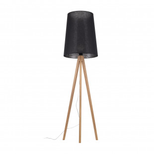 Lampa podłogowa czarna na trójnogu drewnianym | TK Lighting